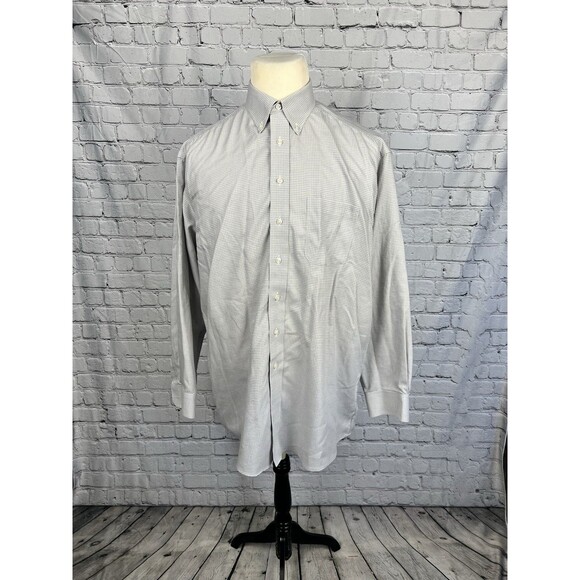 Gold Label Roundtree & Yorke Men’s 16 1/2-35 Button Down Dress Shirt Gray,White - Picture 1 of 9